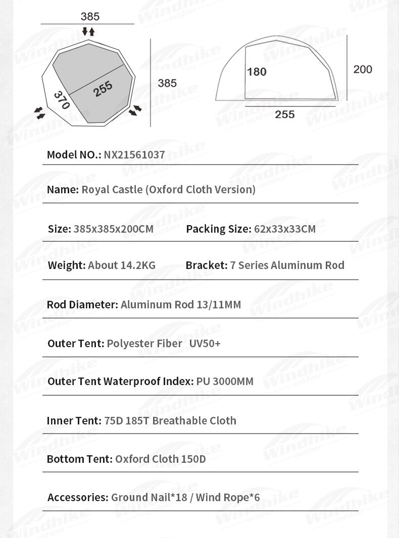 Cheap Goat Tents MOBI GARDEN Camping Royal Castle Tent 150D Oxford Cloth Portable Tent 5 Person Family Picnic Tent Aluminum Support Bracket UV50+   
